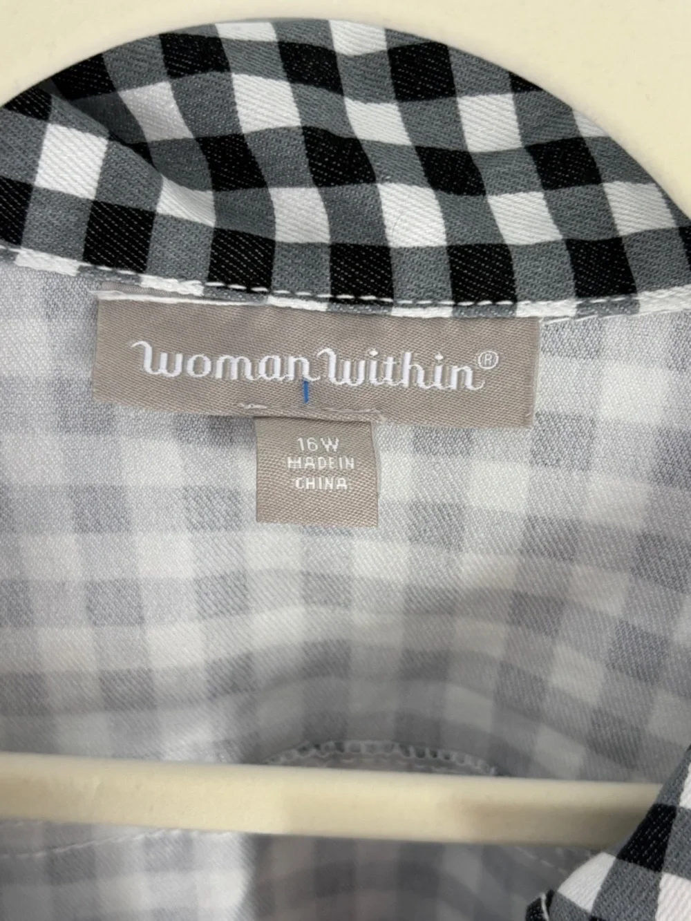 Woman Within Black and White Gingham Jean Jacket - Picture 2 of 6